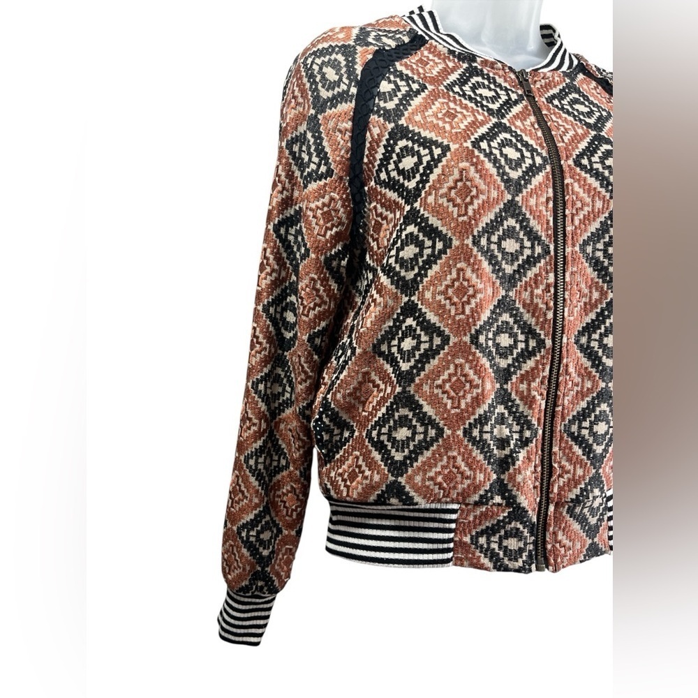 Saltwater Luxe Geometric Print Bomber Jacket Size XS - Picture 2 of 6